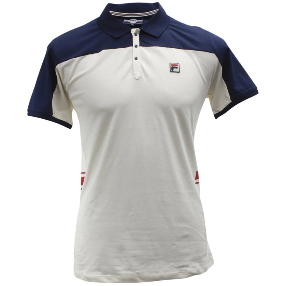 Fila Men’s MIVVI Polo Shirt New Cream Navy/Grd/Red size Medium Brand new
